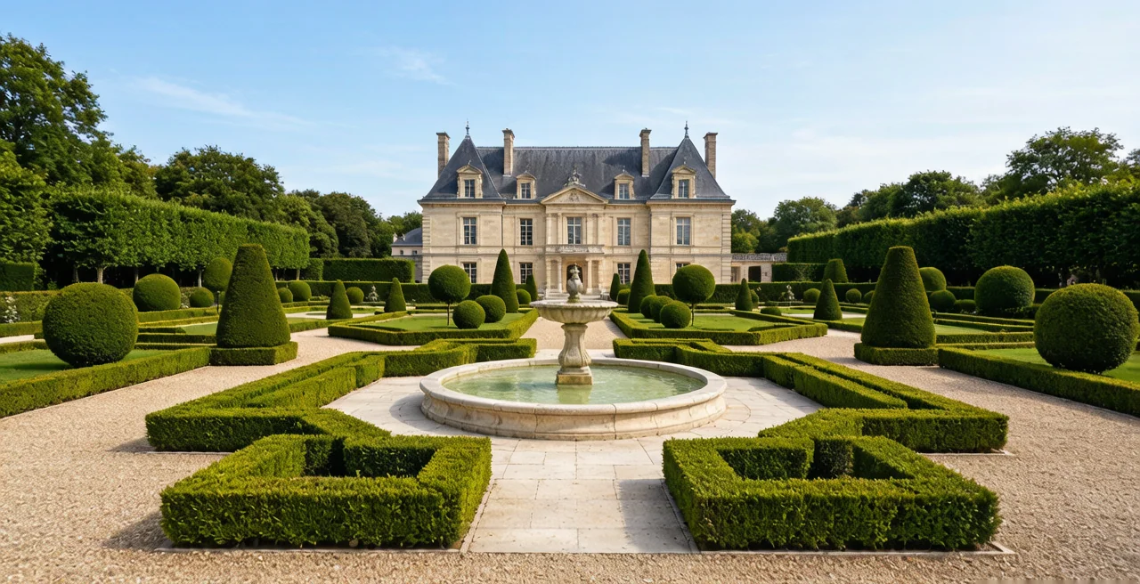 An expansive landscaped garden